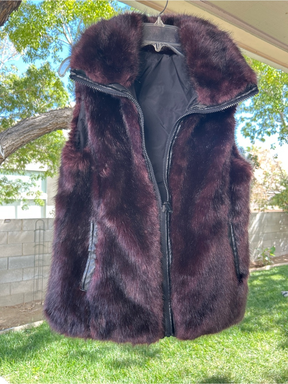 Polo by Ralph Lauren Deep Burgundy Faux Fur Zip Vest
